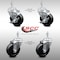 Service Caster 4 Inch SS Soft Rubber Wheel Swivel 3/8 Inch Threaded Stem Caster Brake SCC, 2PK SCC-SSTS20S414-SRS-381615-2-TLB-2 - alternate 1